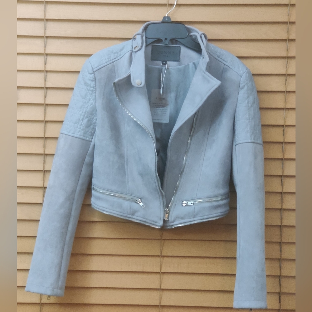 Comme USA Asymmetrical Zip Vegan Faux Suede / Leather Jacket